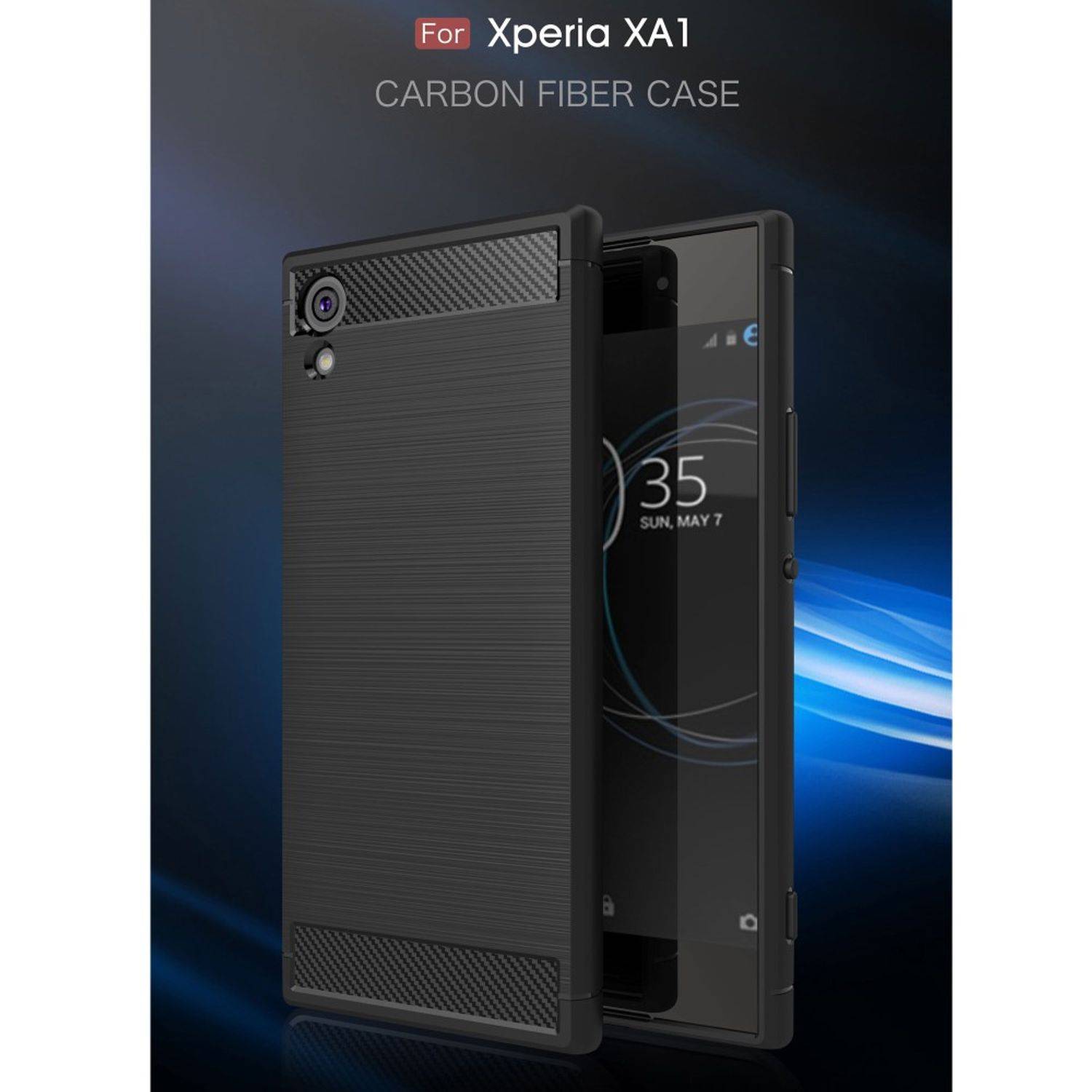 Sony Xperia XA1 Handyhülle Carbon Optik Backcover Blau