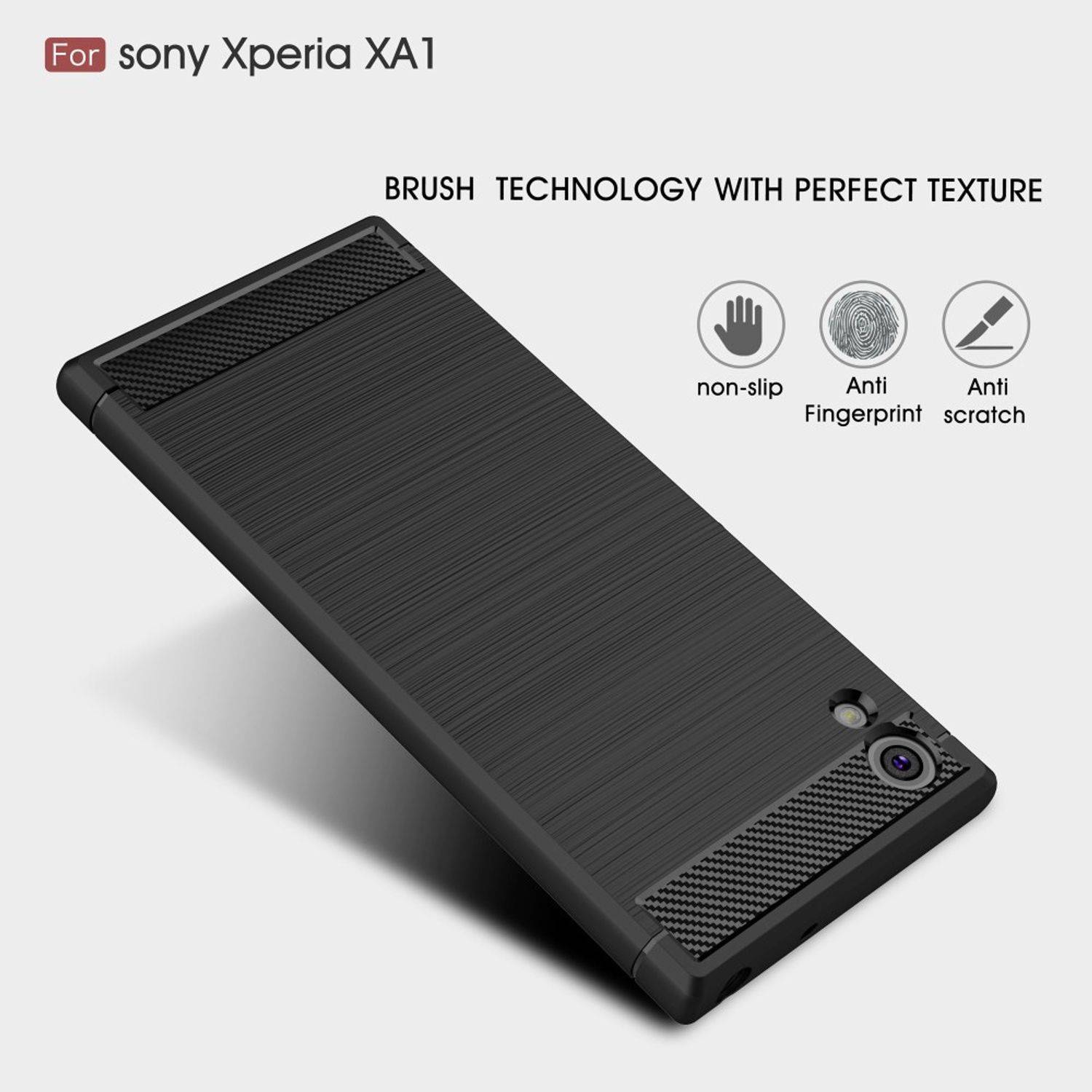 Sony Xperia XA1 Handyhülle Carbon Optik Backcover Blau