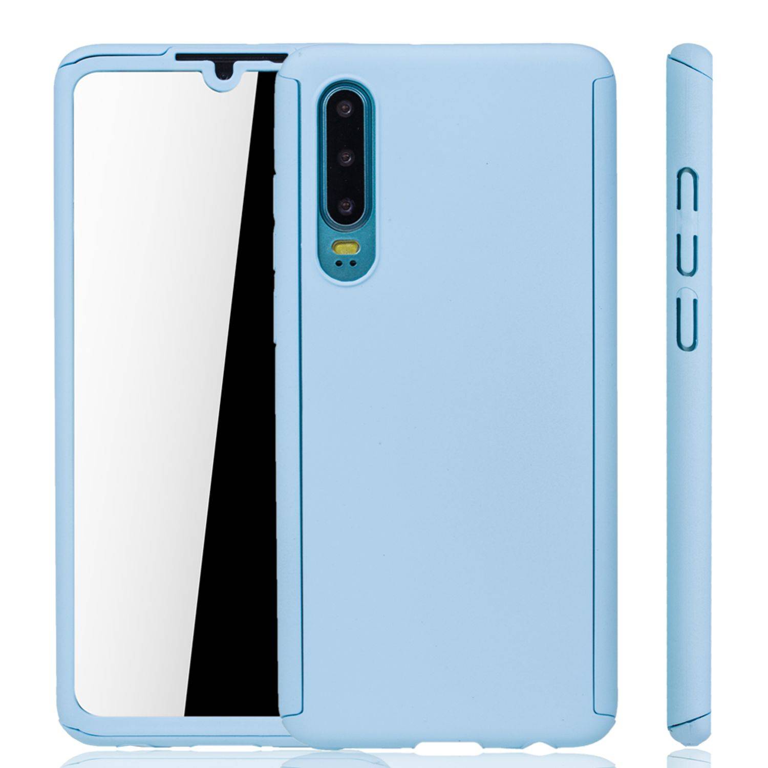 Huawei P30 Handyhülle 360 Grad Schutz Full Cover Blau