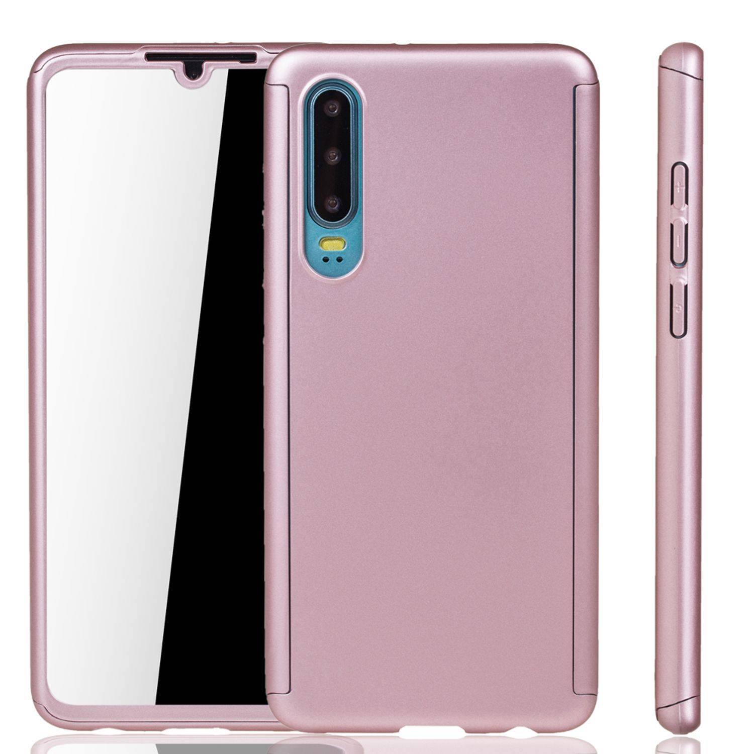 Huawei P30 Handyhülle 360 Grad Schutz Full Cover Rosa