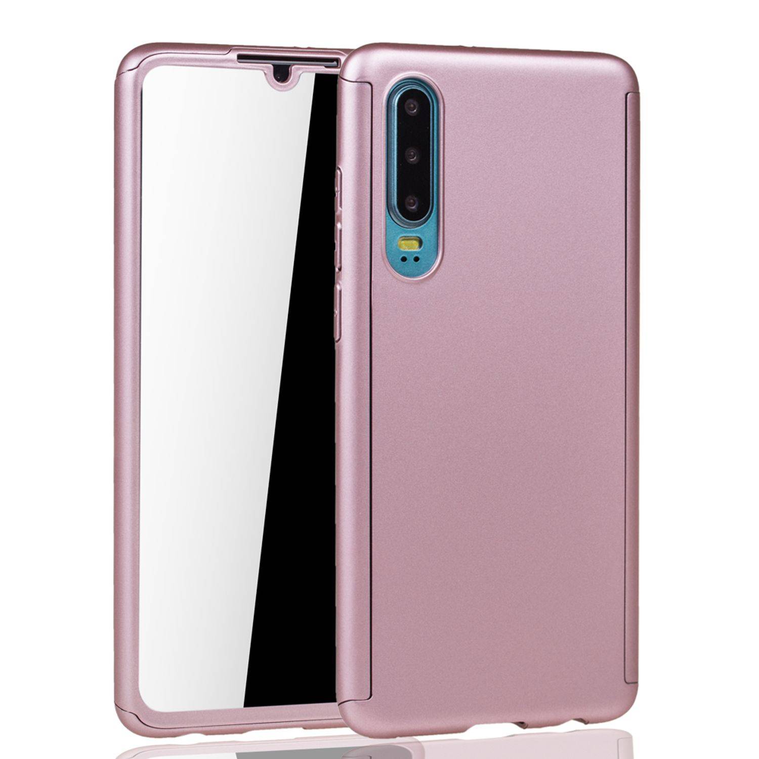 Huawei P30 Handyhülle 360 Grad Schutz Full Cover Rosa