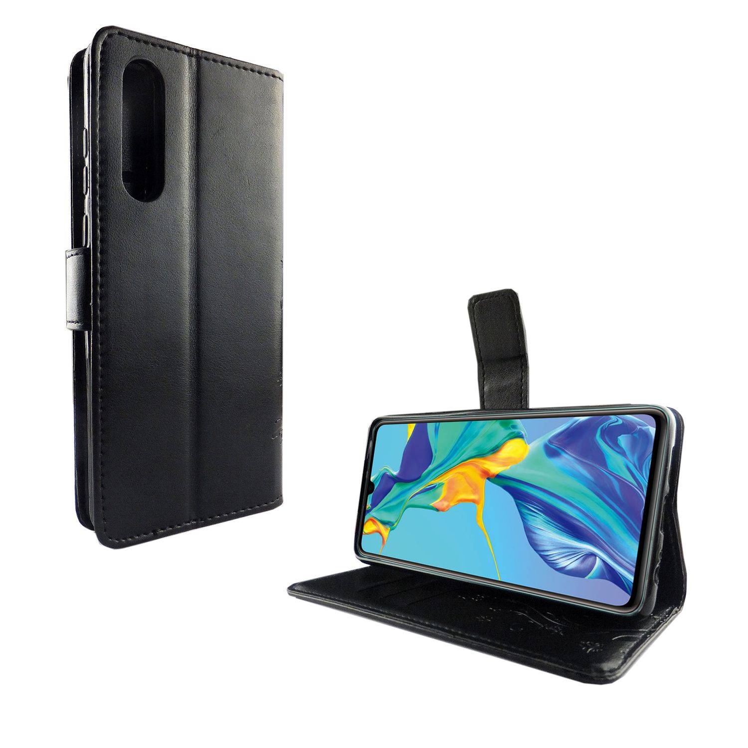 Huawei P30 Handyhülle Bookcover Schwarz