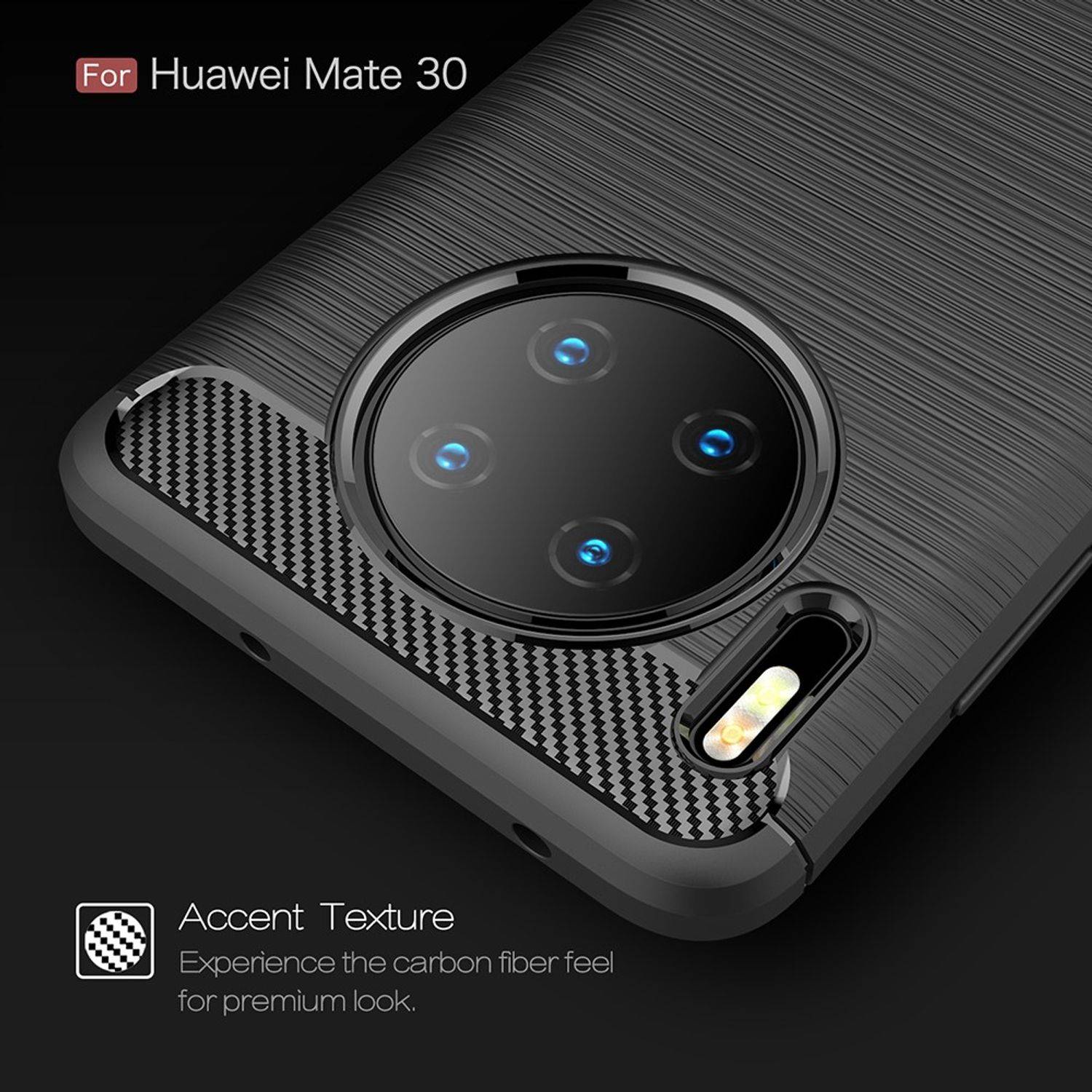 Huawei Mate 30 Handyhülle Carbon Optik Backcover Blau
