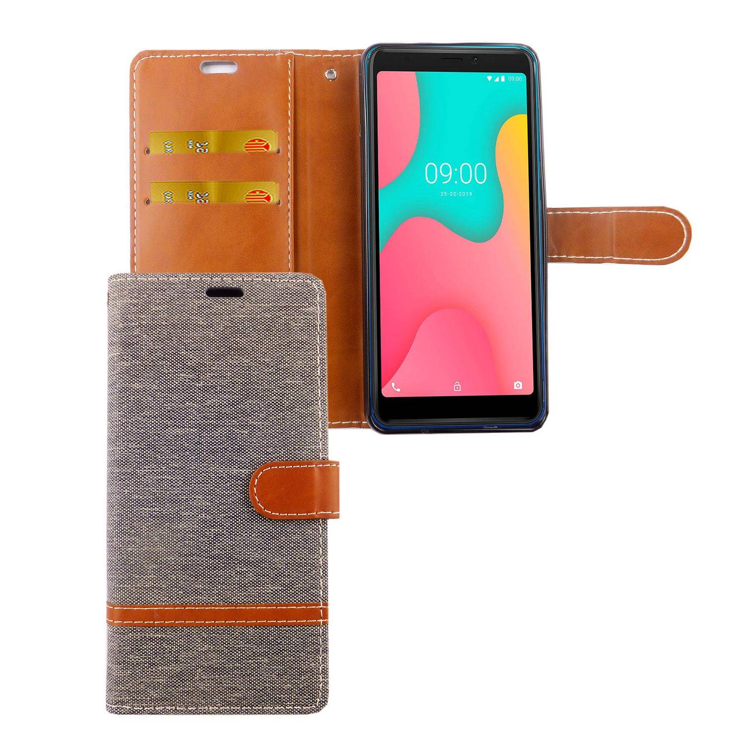 Wiko Y60 Handyhülle Bookcover Grau