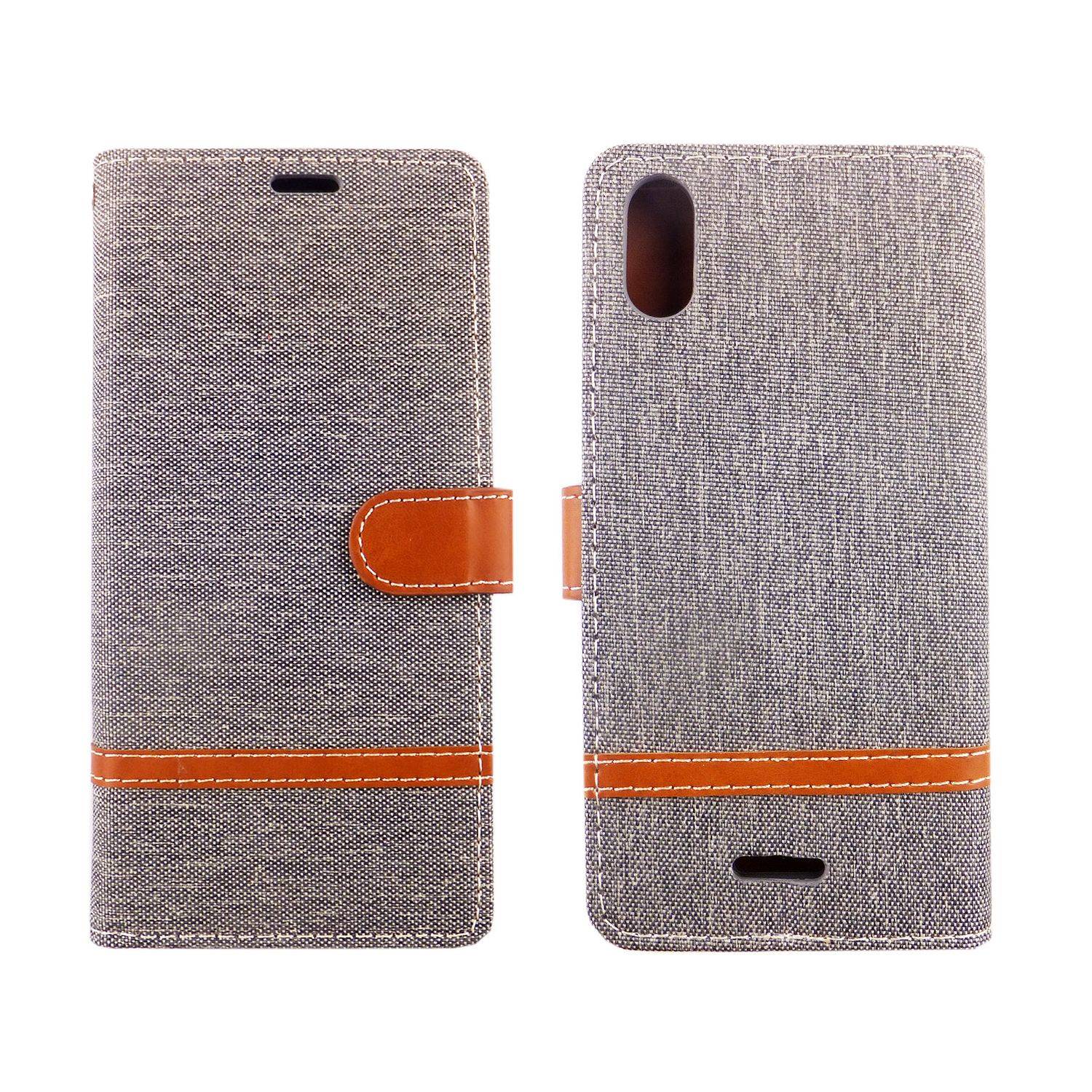 Wiko Y60 Handyhülle Bookcover Grau