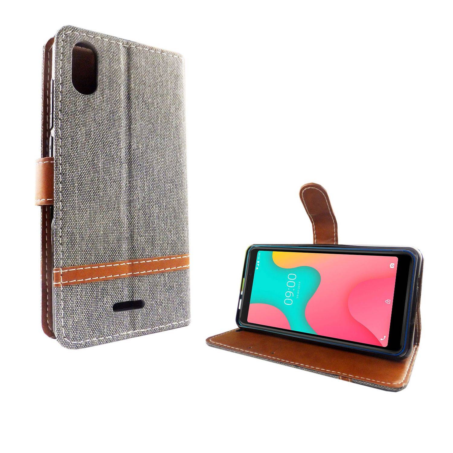 Wiko Y60 Handyhülle Bookcover Grau