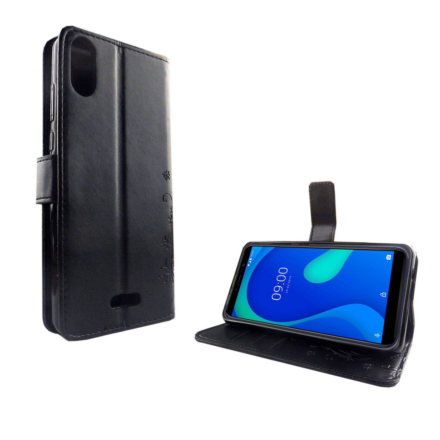 Wiko Y80 Handyhülle Bookcover Schwarz