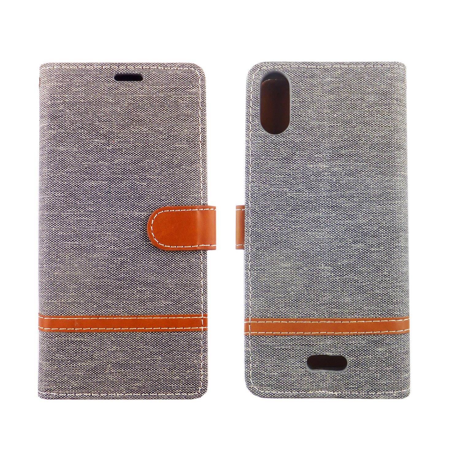 Wiko Y80 Handyhülle Bookcover Grau