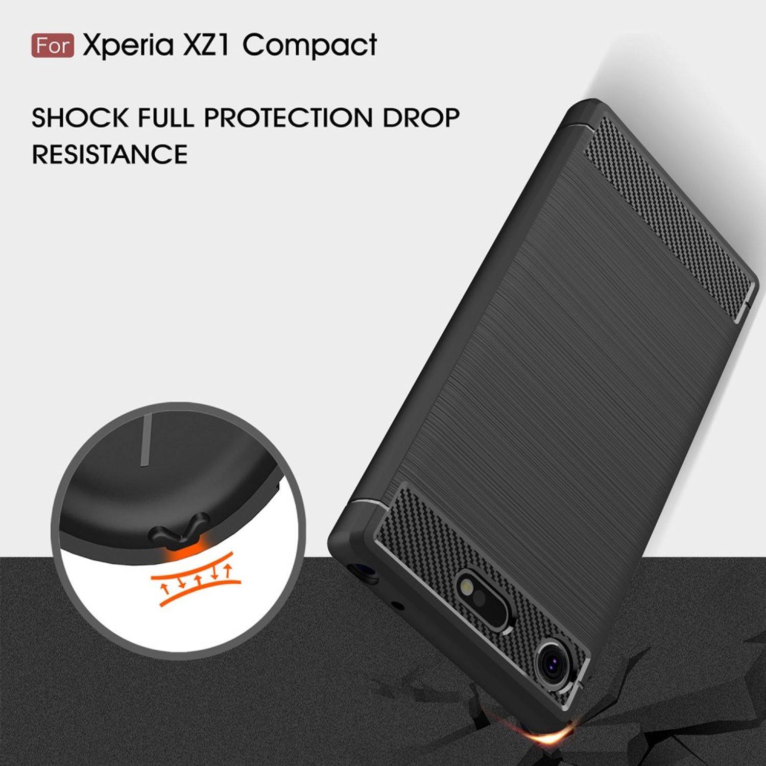 Sony Xperia XZ1 Mini Handyhülle Carbon Optik Backcover Grau