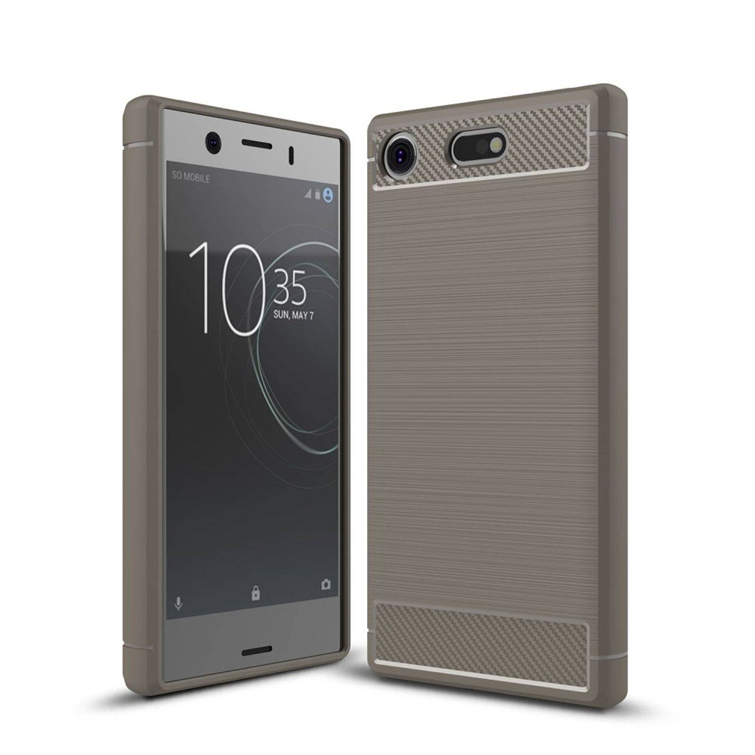 Sony Xperia XZ1 Mini Handyhülle Carbon Optik Backcover Grau