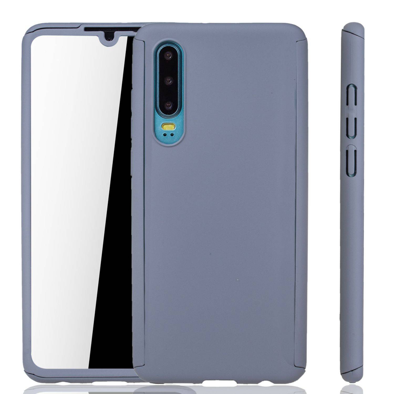 Huawei P30 Handyhülle 360 Grad Schutz Full Cover Grau