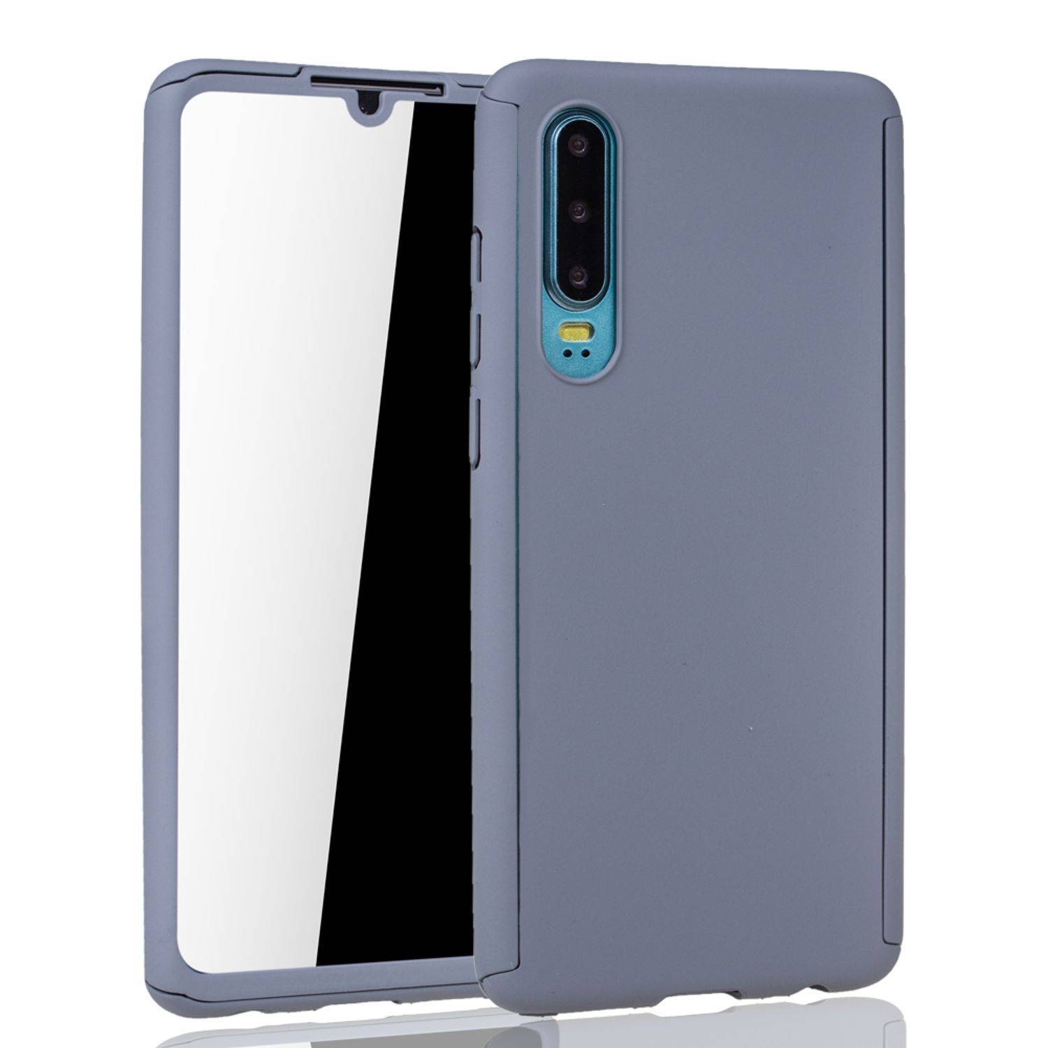 Huawei P30 Handyhülle 360 Grad Schutz Full Cover Grau