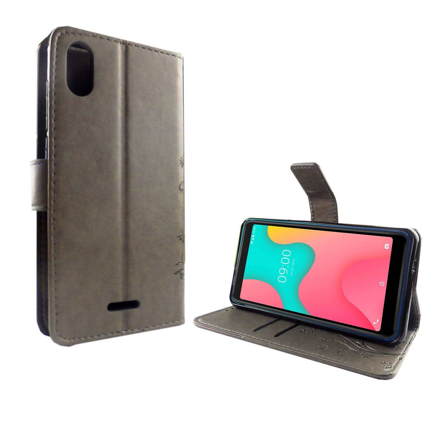 Wiko Y60 Handyhülle Bookcover Grau