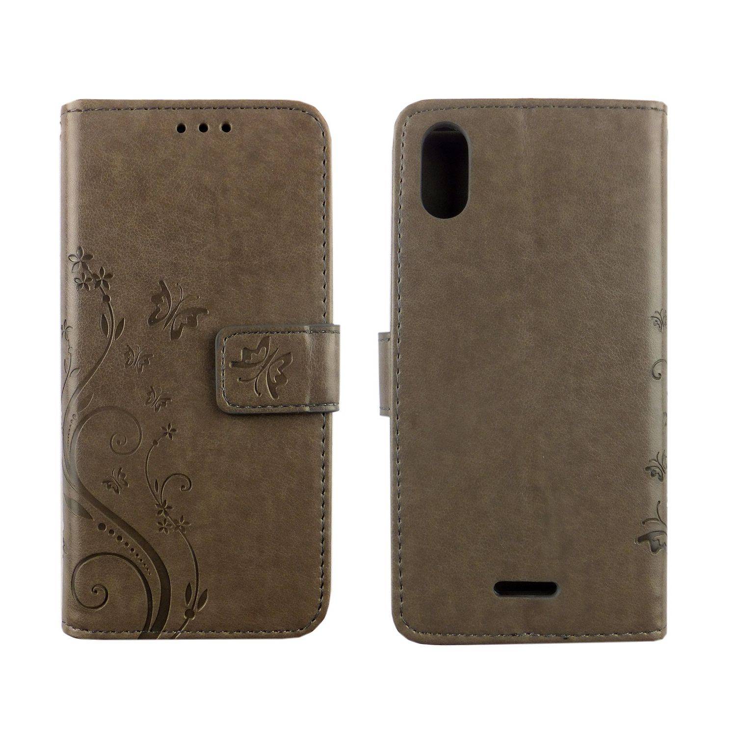 Wiko Y60 Handyhülle Bookcover Grau