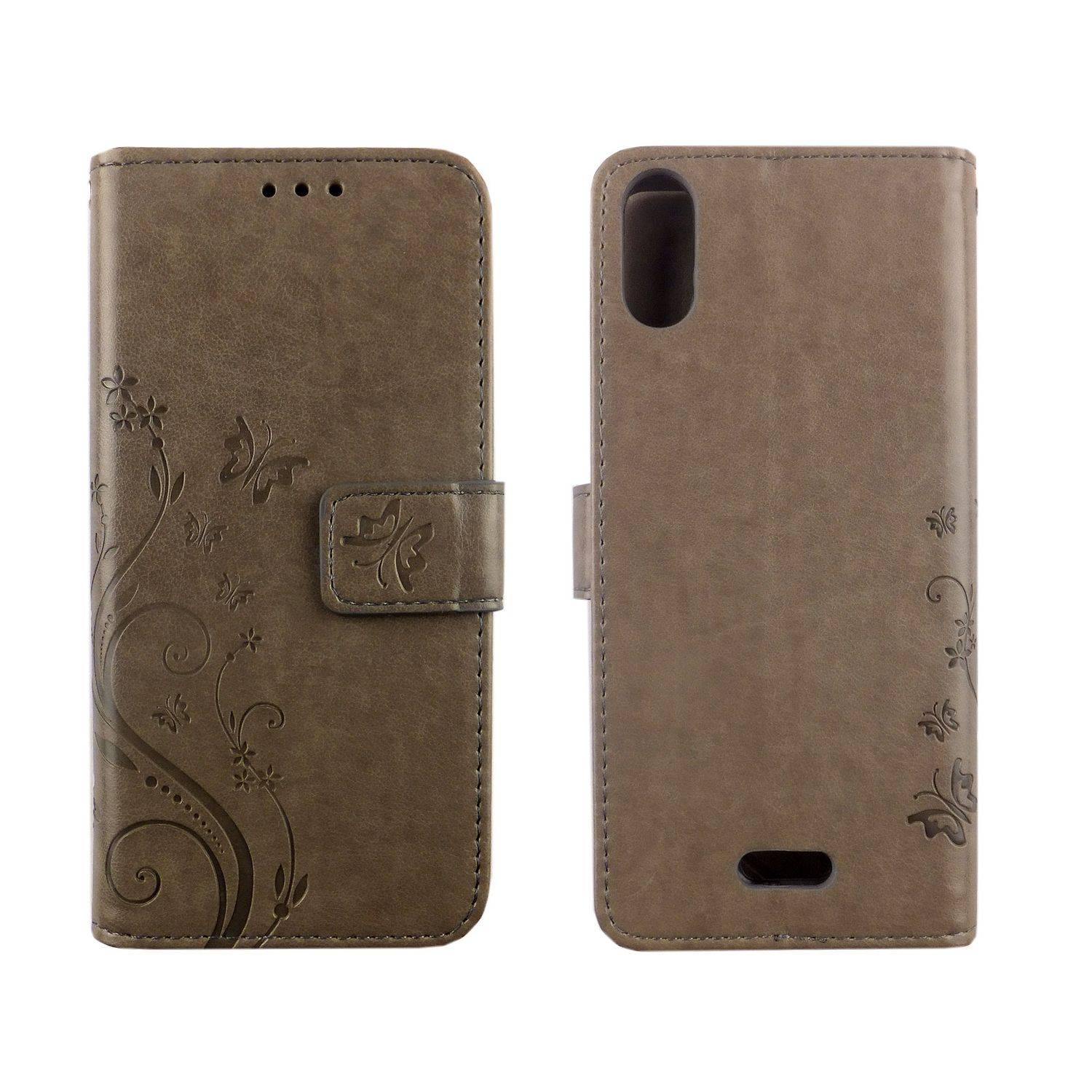 Wiko Y80 Handyhülle Bookcover Grau