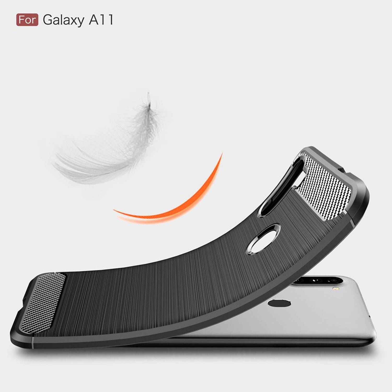 Samsung Galaxy A11 Handyhülle Carbon Optik Backcover Schwarz