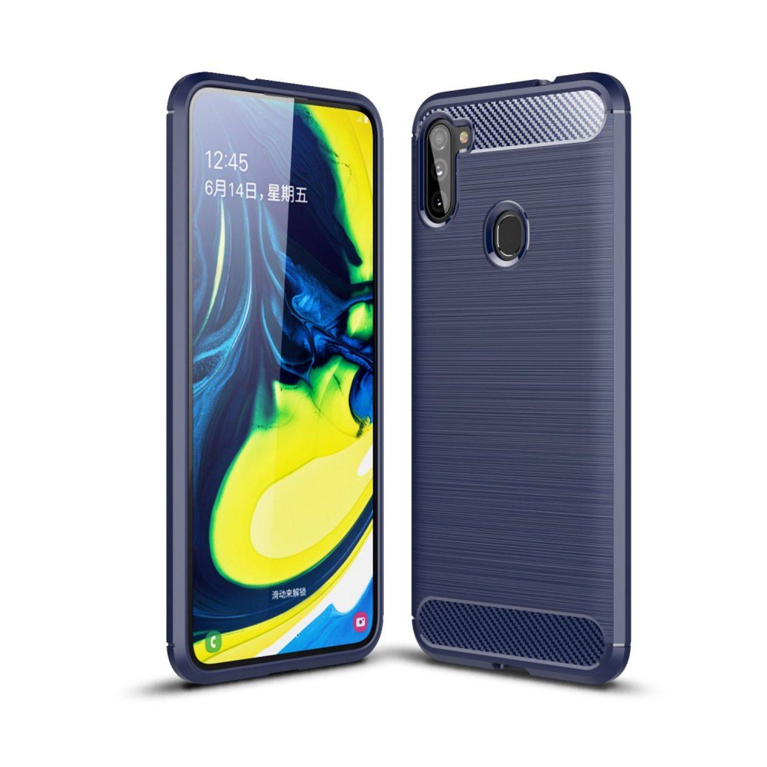 Samsung Galaxy A11 Handyhülle Carbon Optik Backcover Blau