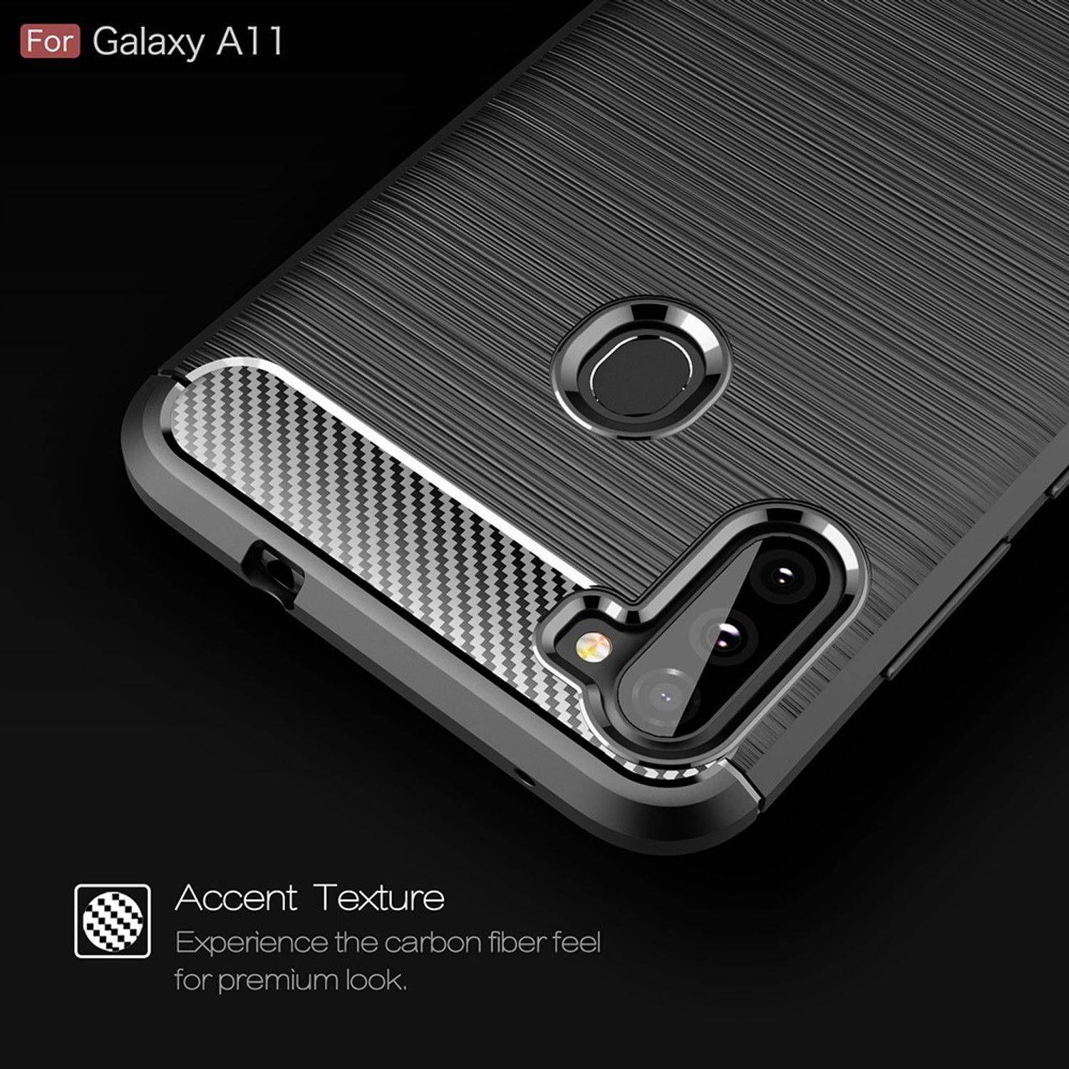 Samsung Galaxy A11 Handyhülle Carbon Optik Backcover Blau