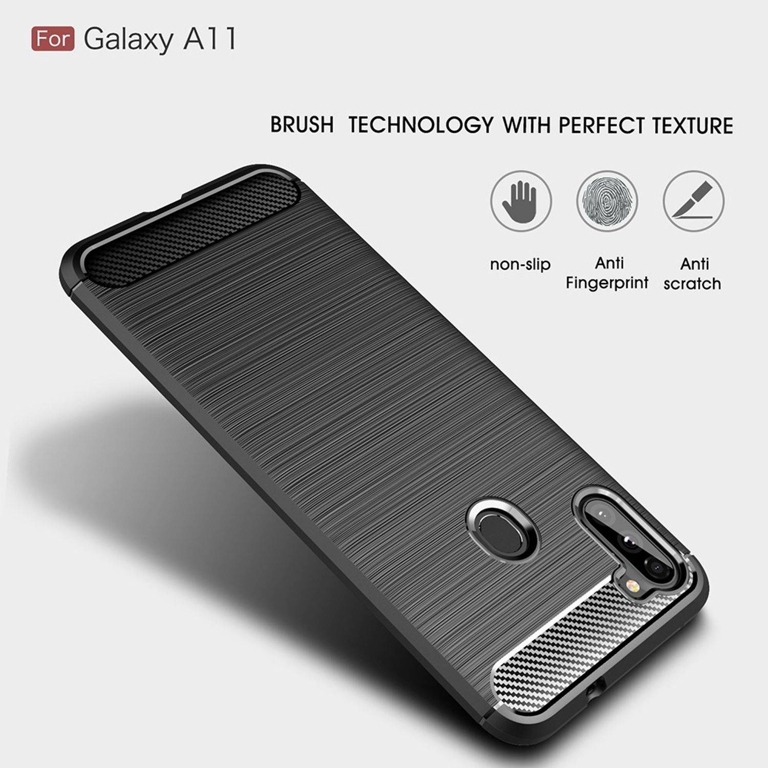 Samsung Galaxy A11 Handyhülle Carbon Optik Backcover Grau
