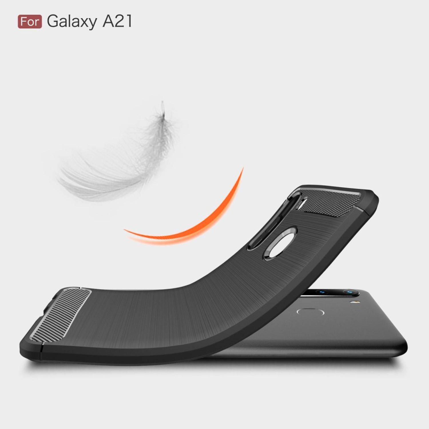 Samsung Galaxy A21 Handyhülle Carbon Optik Backcover Grau