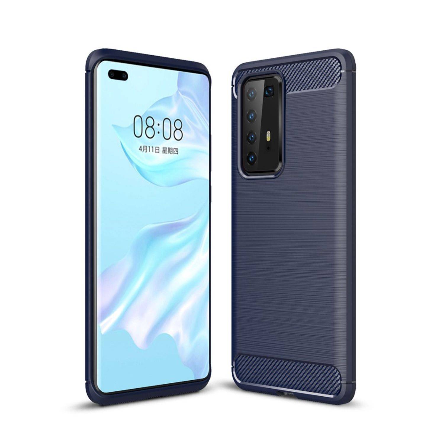 Huawei P40 Pro Handyhülle Carbon Optik Backcover Blau
