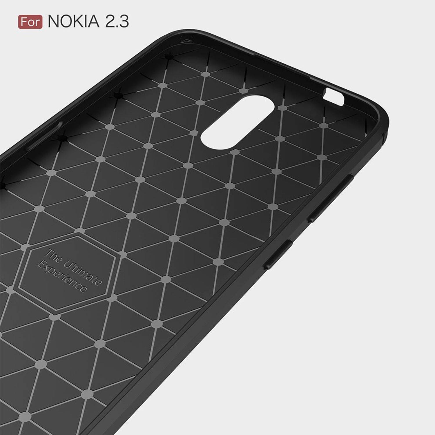 Nokia 2.3 Handyhülle Carbon Optik Backcover Grau