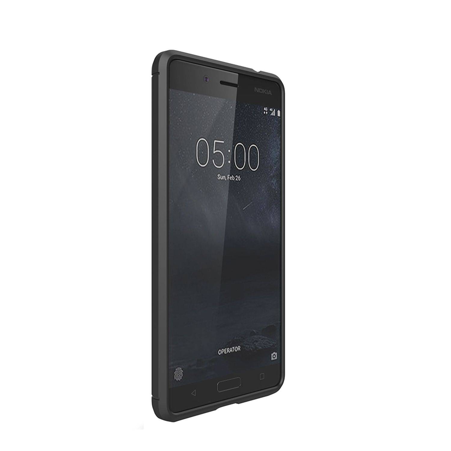 Nokia 5 Handyhülle Carbon Optik Backcover Schwarz