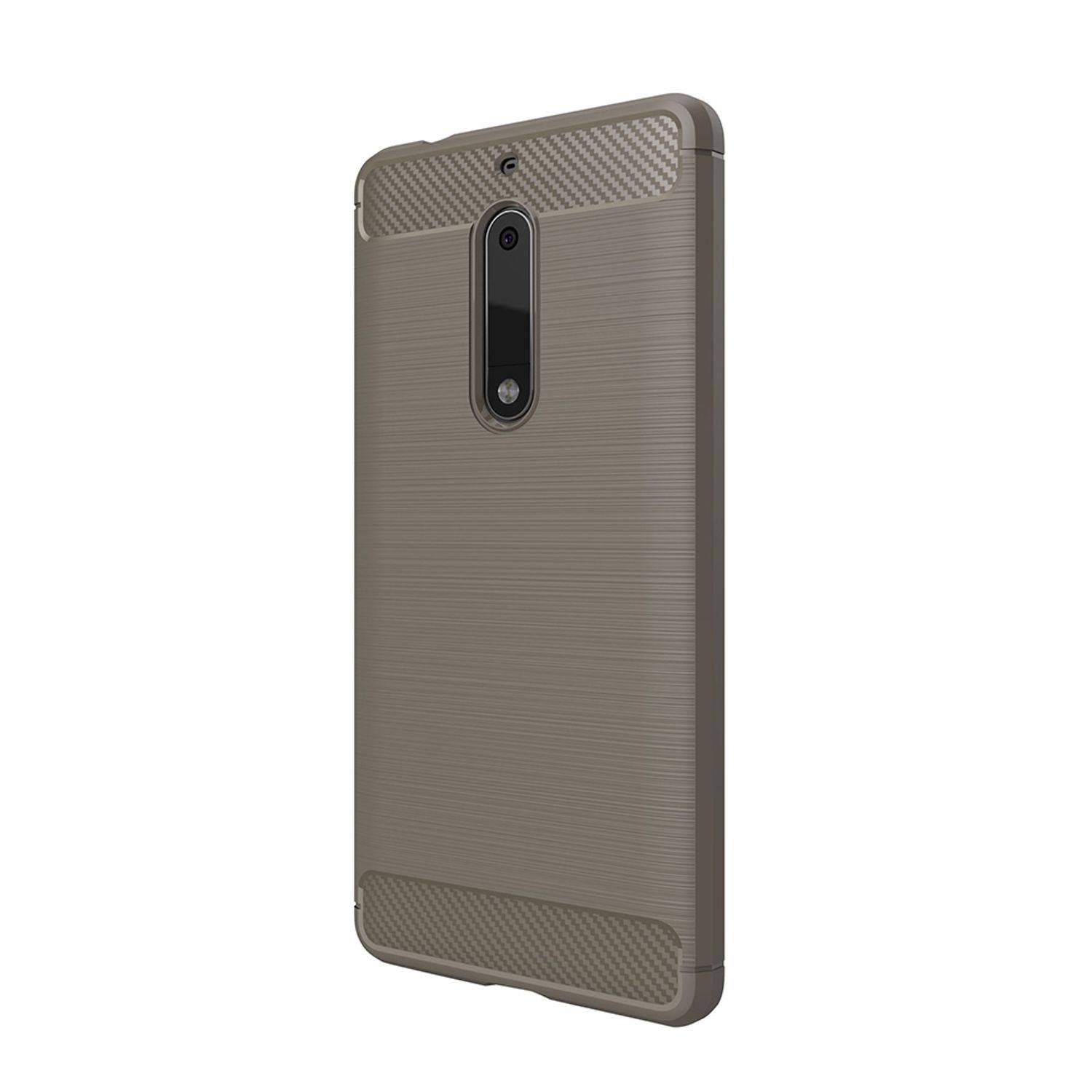 Nokia 5 Handyhülle Carbon Optik Backcover Grau