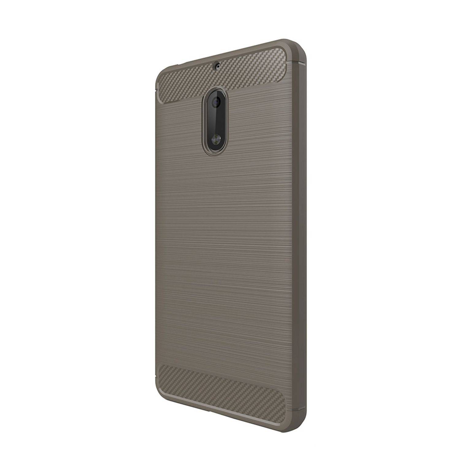 Nokia 6 Handyhülle Carbon Optik Backcover Grau