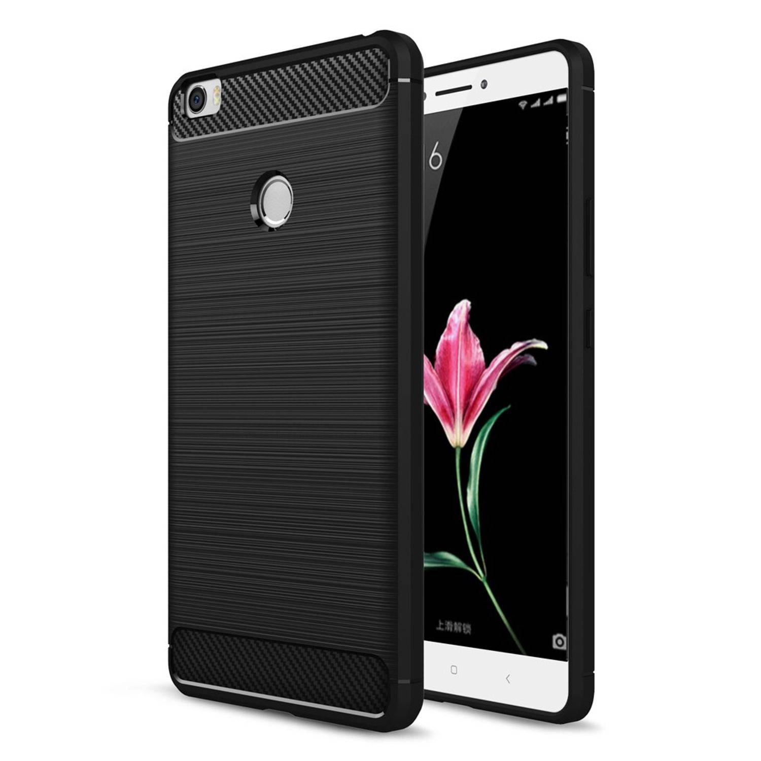 Xiaomi Mi MIx Handyhülle Carbon Optik Backcover Schwarz