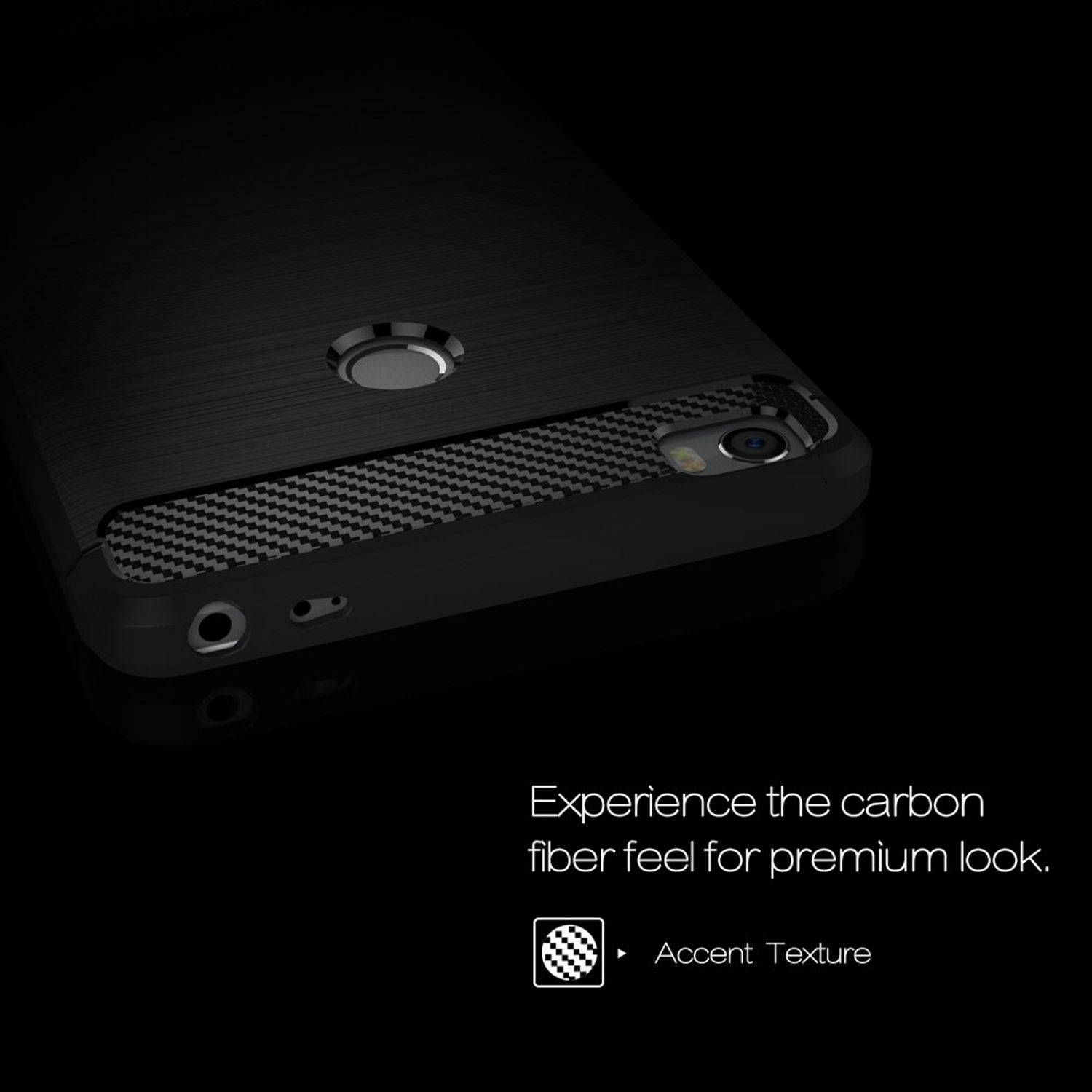 Xiaomi Mi MIx Handyhülle Carbon Optik Backcover Schwarz