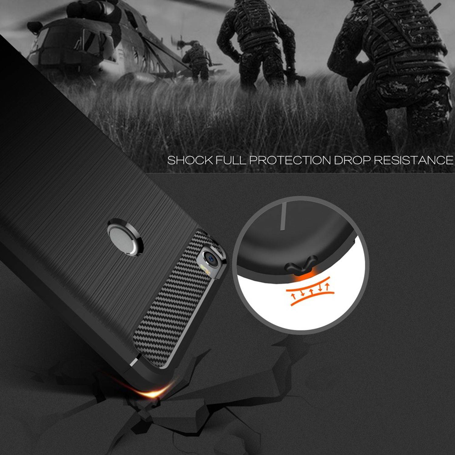 Xiaomi Mi MIx Handyhülle Carbon Optik Backcover Schwarz