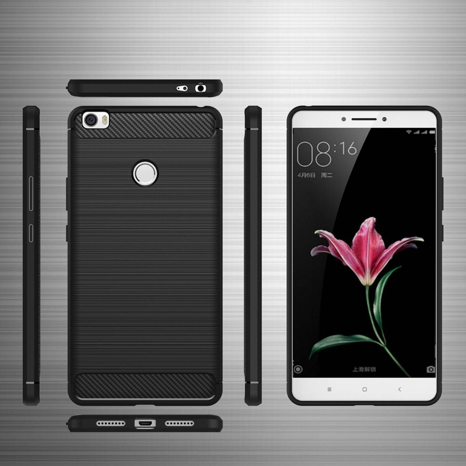 Xiaomi Mi MIx Handyhülle Carbon Optik Backcover Grau