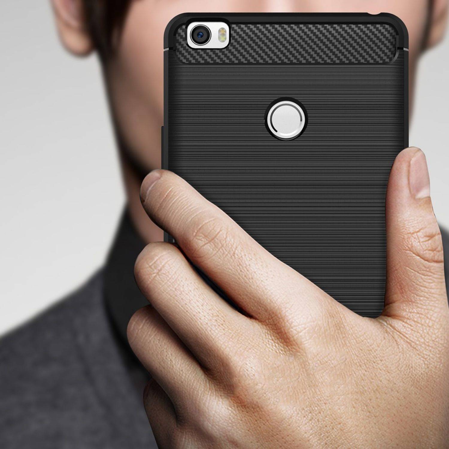 Xiaomi Mi MIx Handyhülle Carbon Optik Backcover Grau