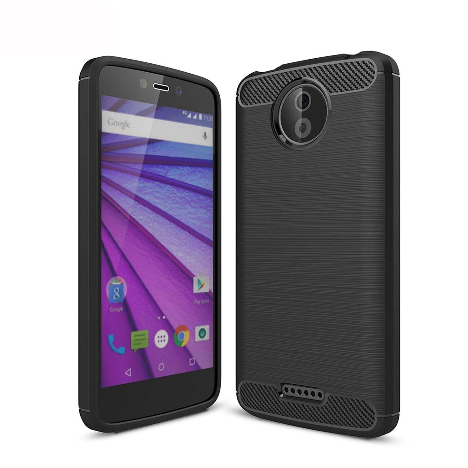 Motorola Moto C Handyhülle Carbon Optik Backcover Schwarz