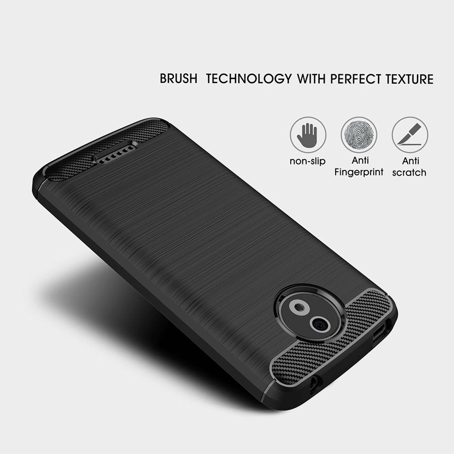 Motorola Moto C Handyhülle Carbon Optik Backcover Schwarz
