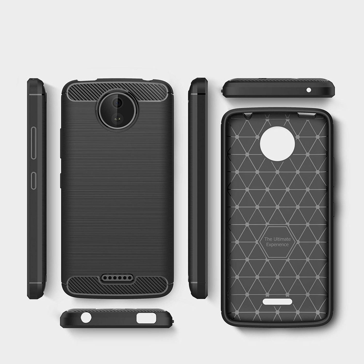 Motorola Moto C Handyhülle Carbon Optik Backcover Schwarz