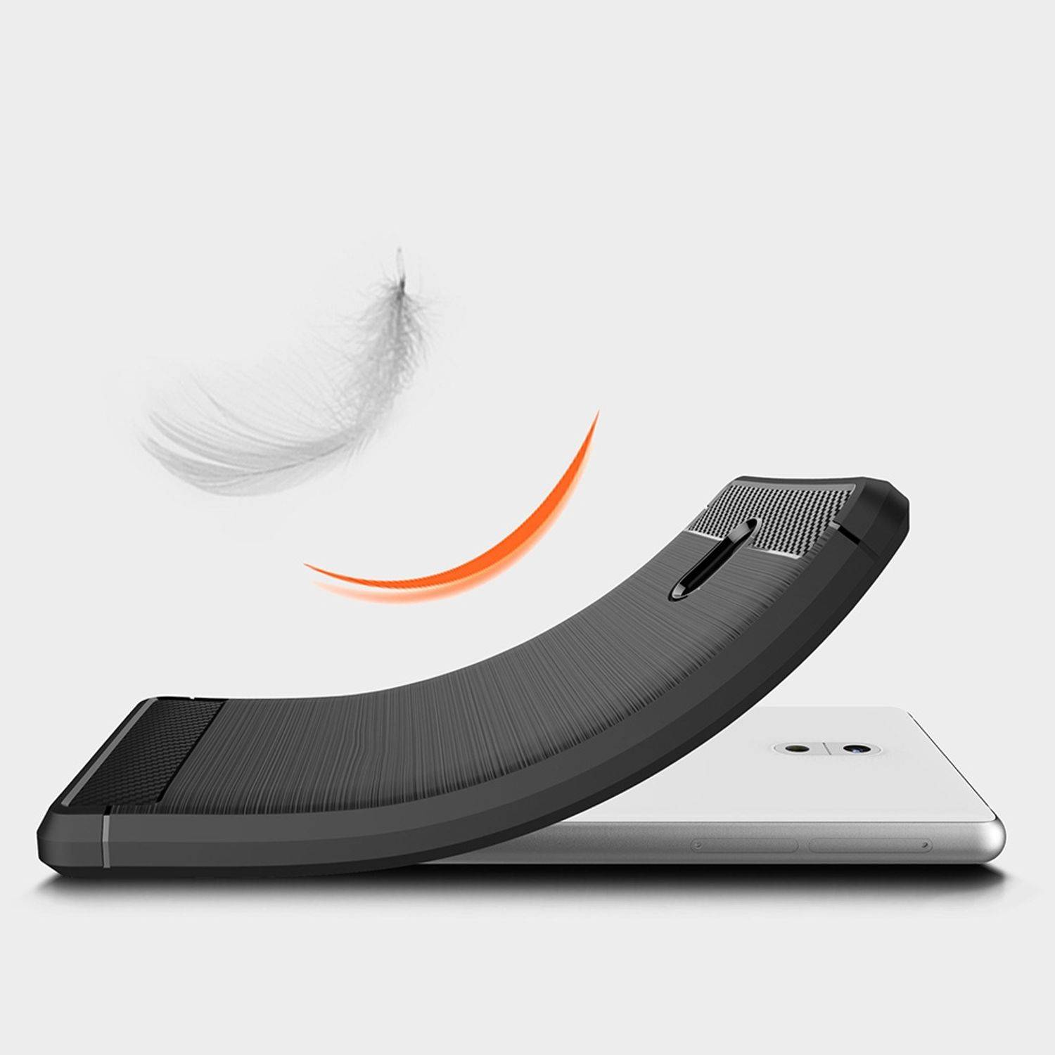 Nokia 3 Handyhülle Carbon Optik Backcover Schwarz