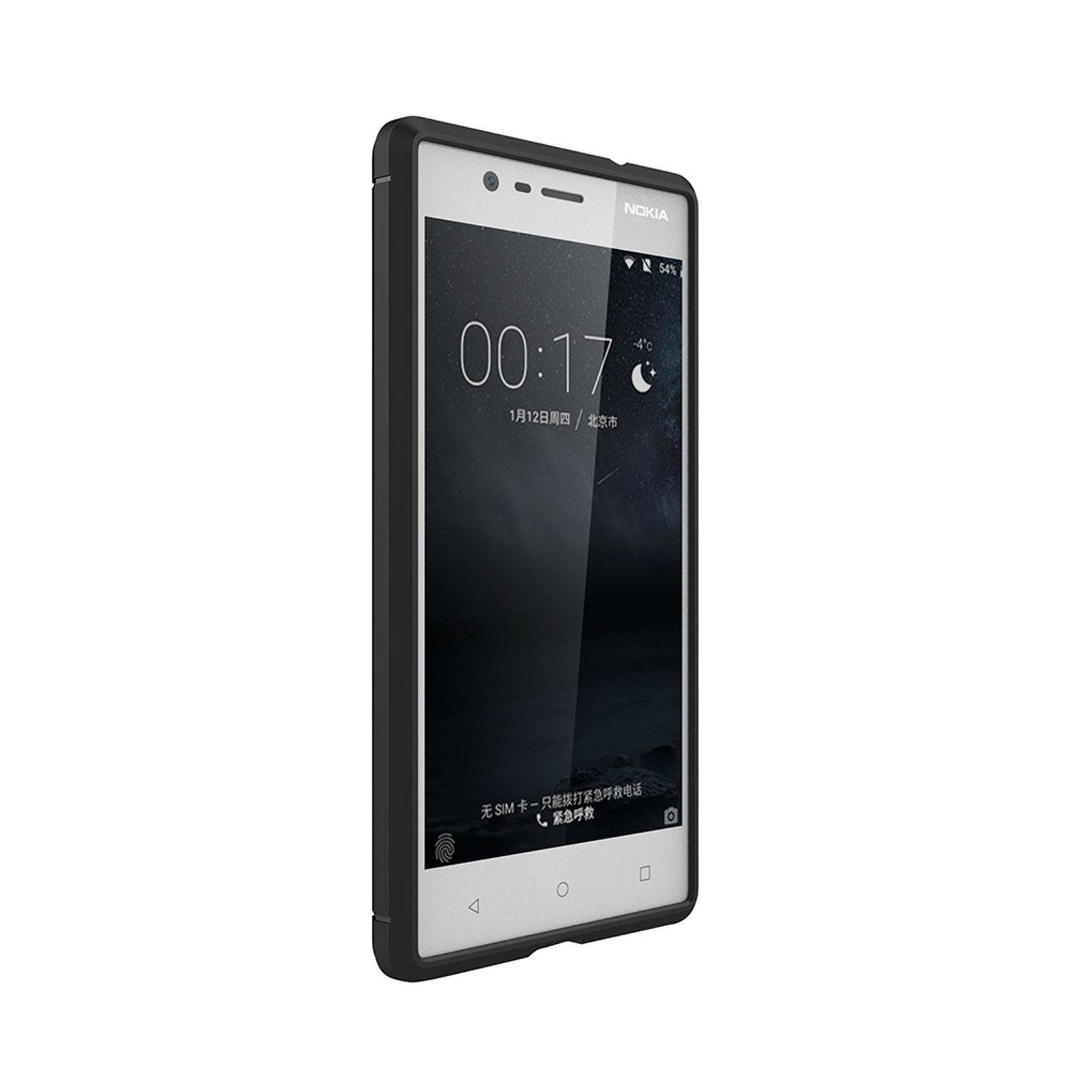 Nokia 3 Handyhülle Carbon Optik Backcover Schwarz