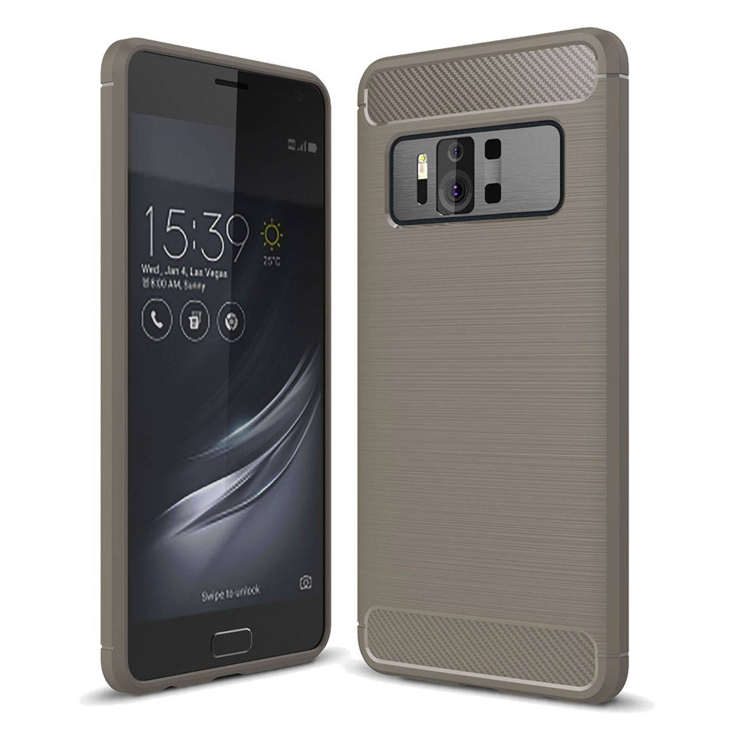 ASUS Zenfone AR ZS571KL Handyhülle Carbon Optik Backcover Grau
