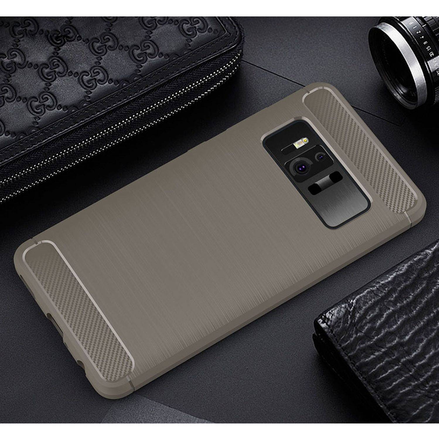 ASUS Zenfone AR ZS571KL Handyhülle Carbon Optik Backcover Grau