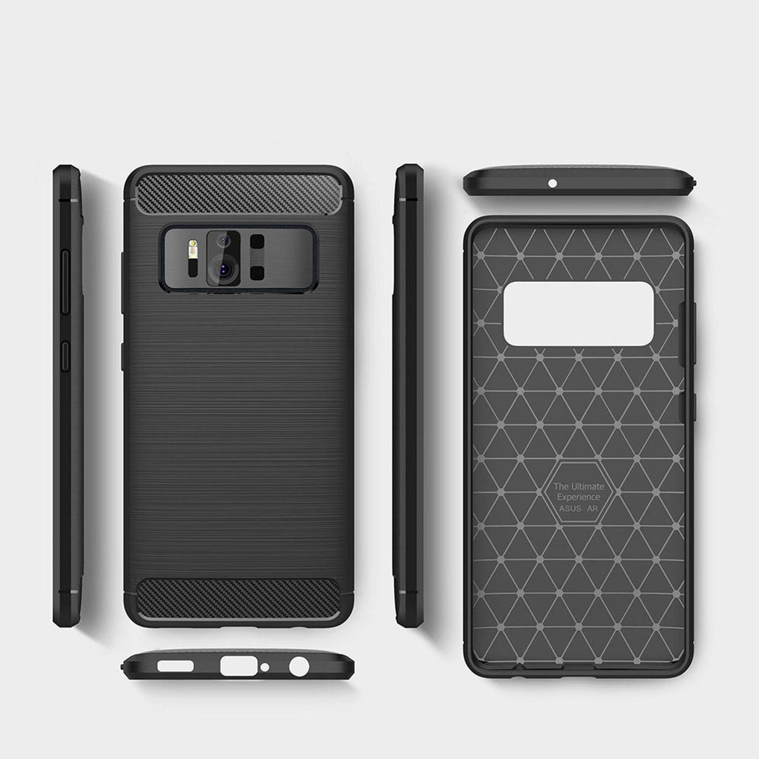 ASUS Zenfone AR ZS571KL Handyhülle Carbon Optik Backcover Grau