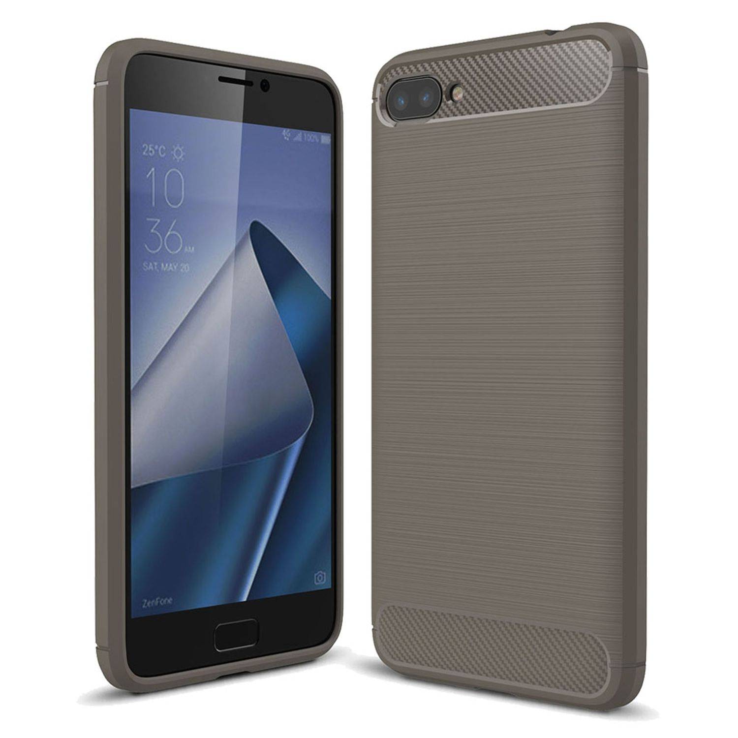 ASUS Zenfone 4 Max ZC554KL Handyhülle Carbon Optik Backcover Grau
