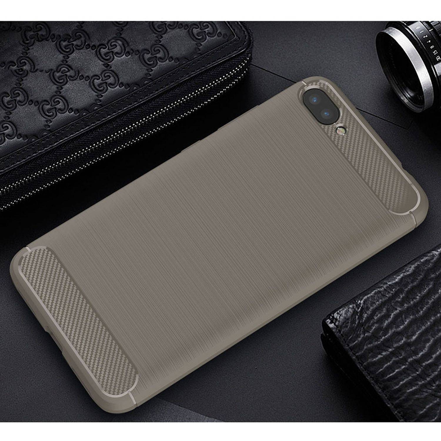 ASUS Zenfone 4 Max ZC554KL Handyhülle Carbon Optik Backcover Grau