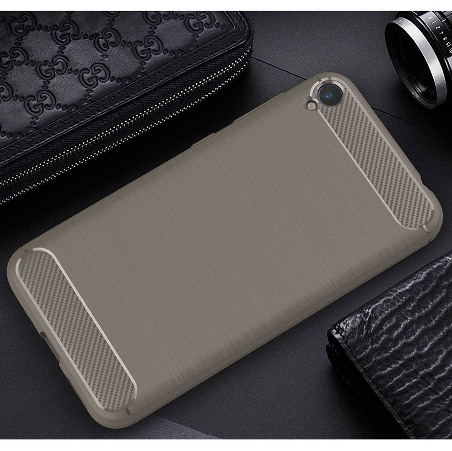 ASUS Zenfone Live ZB501KL Handyhülle Carbon Optik Backcover Grau