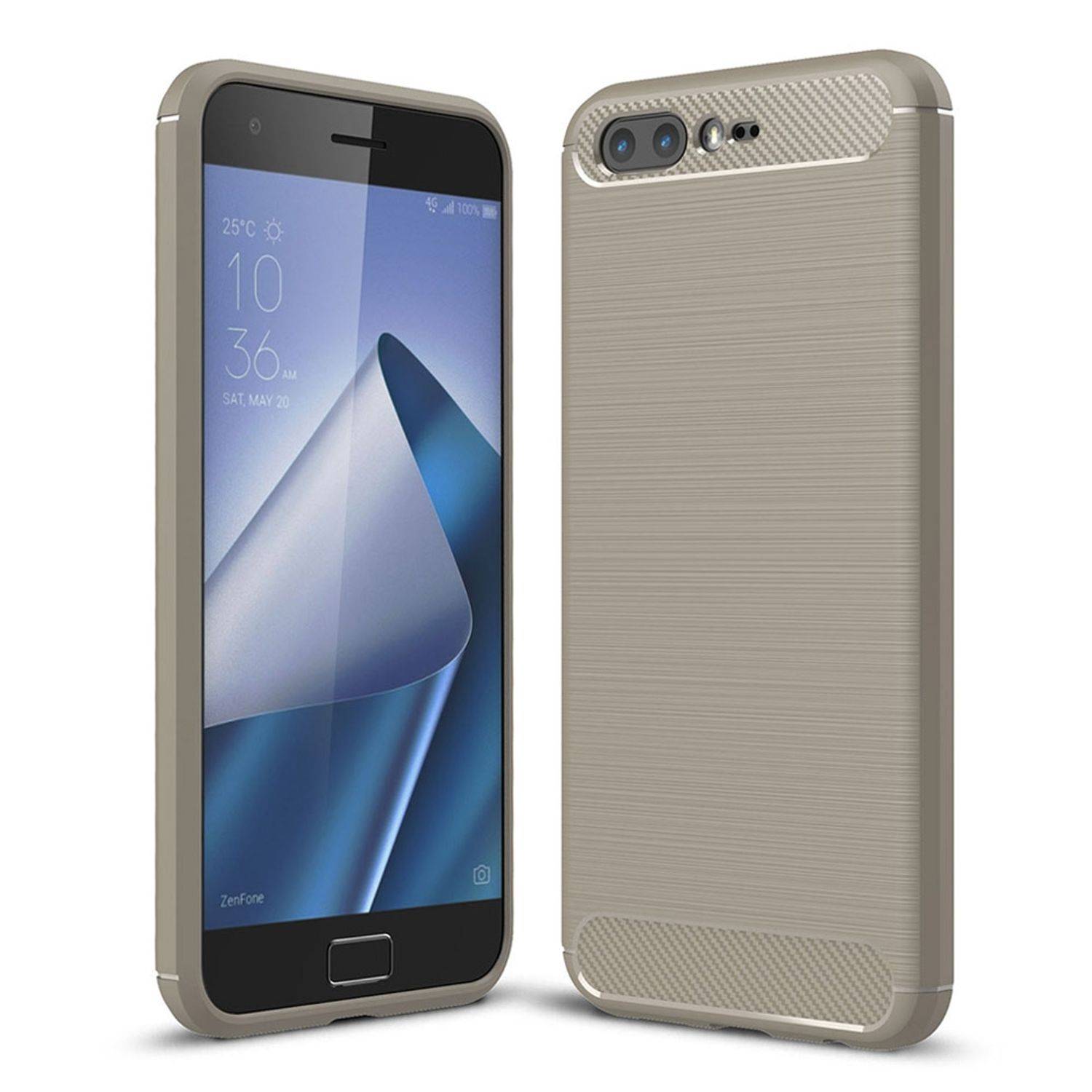 ASUS Zenfone 4 Pro ZS551KL Handyhülle Carbon Optik Backcover Grau