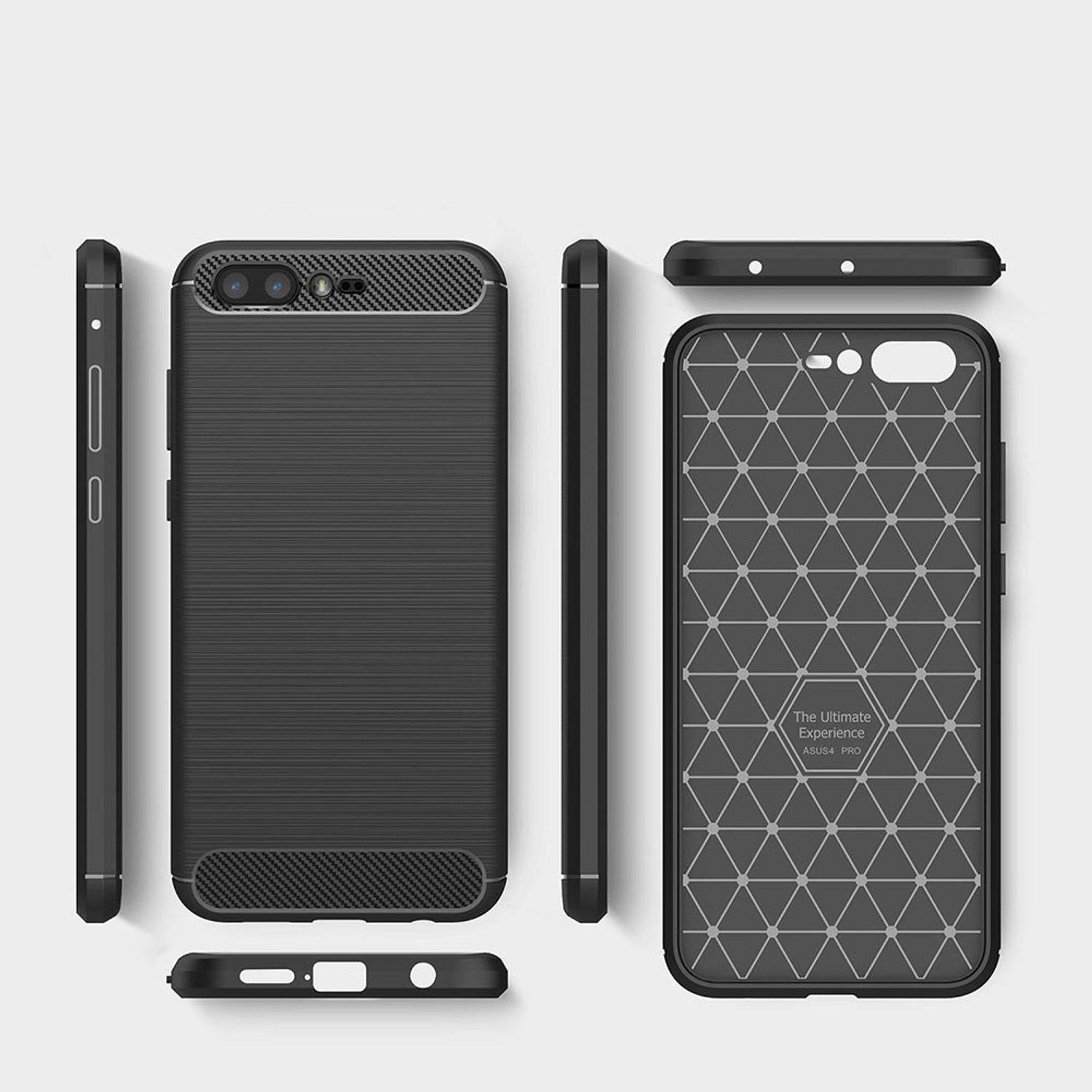 ASUS Zenfone 4 Pro ZS551KL Handyhülle Carbon Optik Backcover Grau