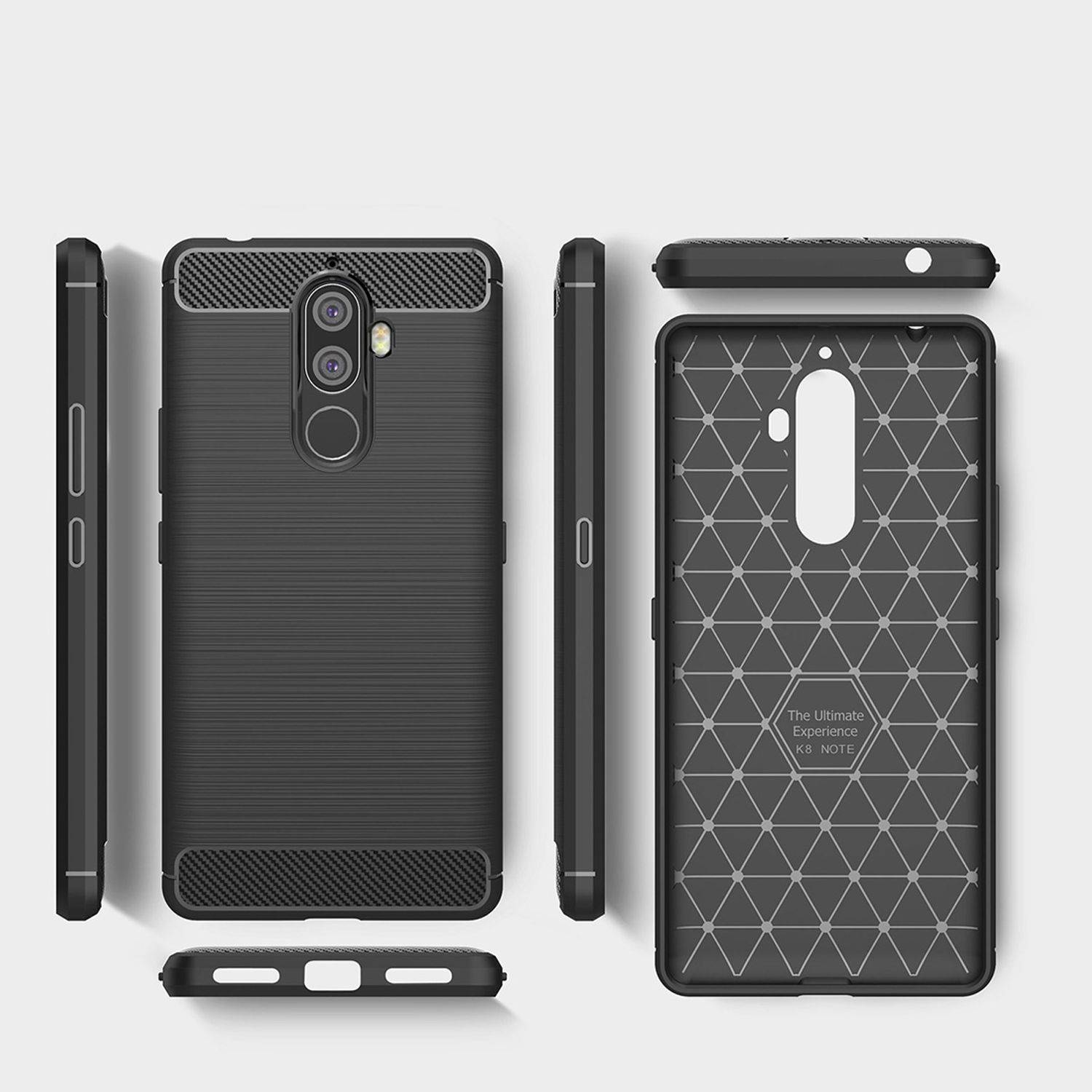 Lenovo K8 Note Handyhülle Carbon Optik Backcover Blau