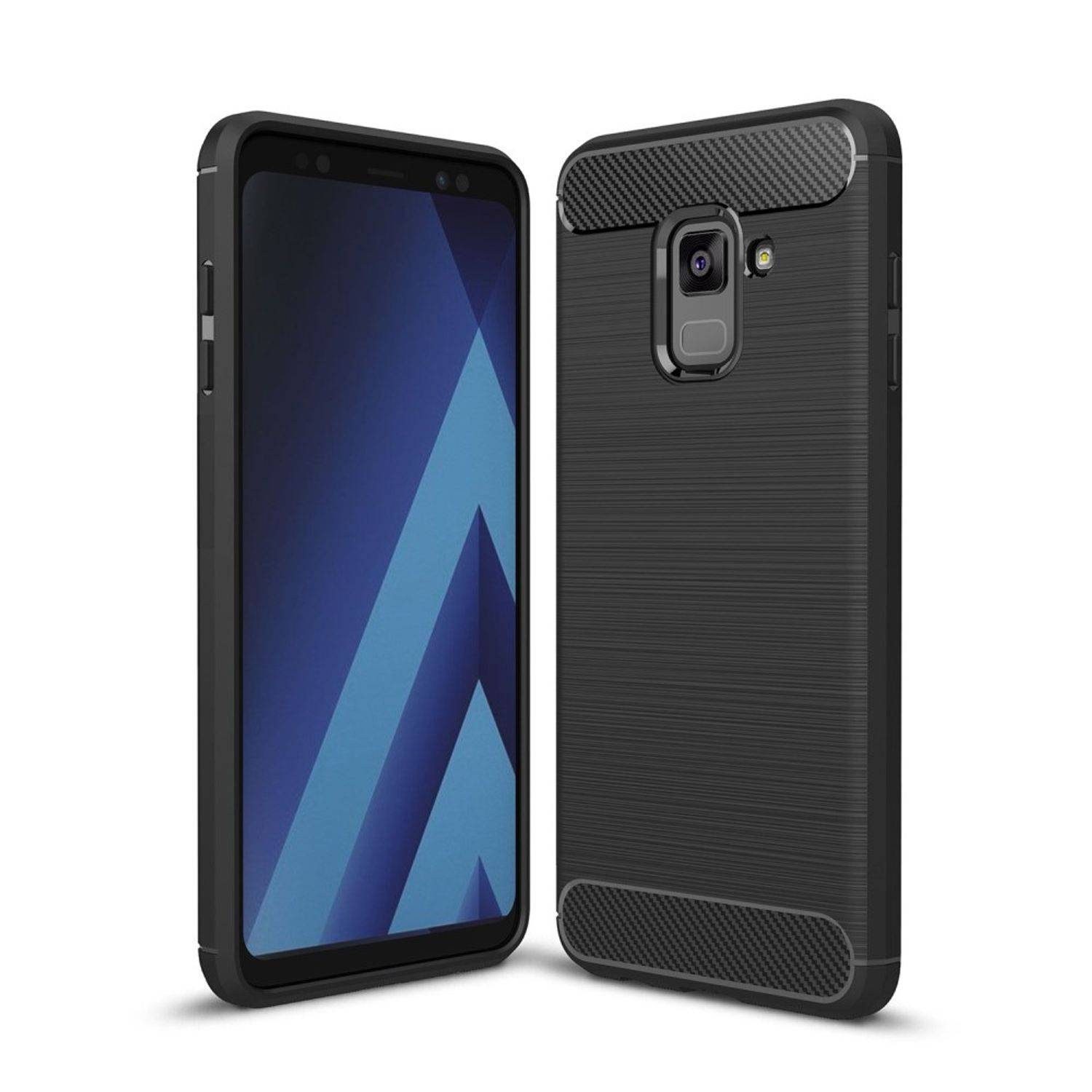 Samsung Galaxy A8 Plus (2018) Handyhülle Carbon Optik Backcover Schwarz