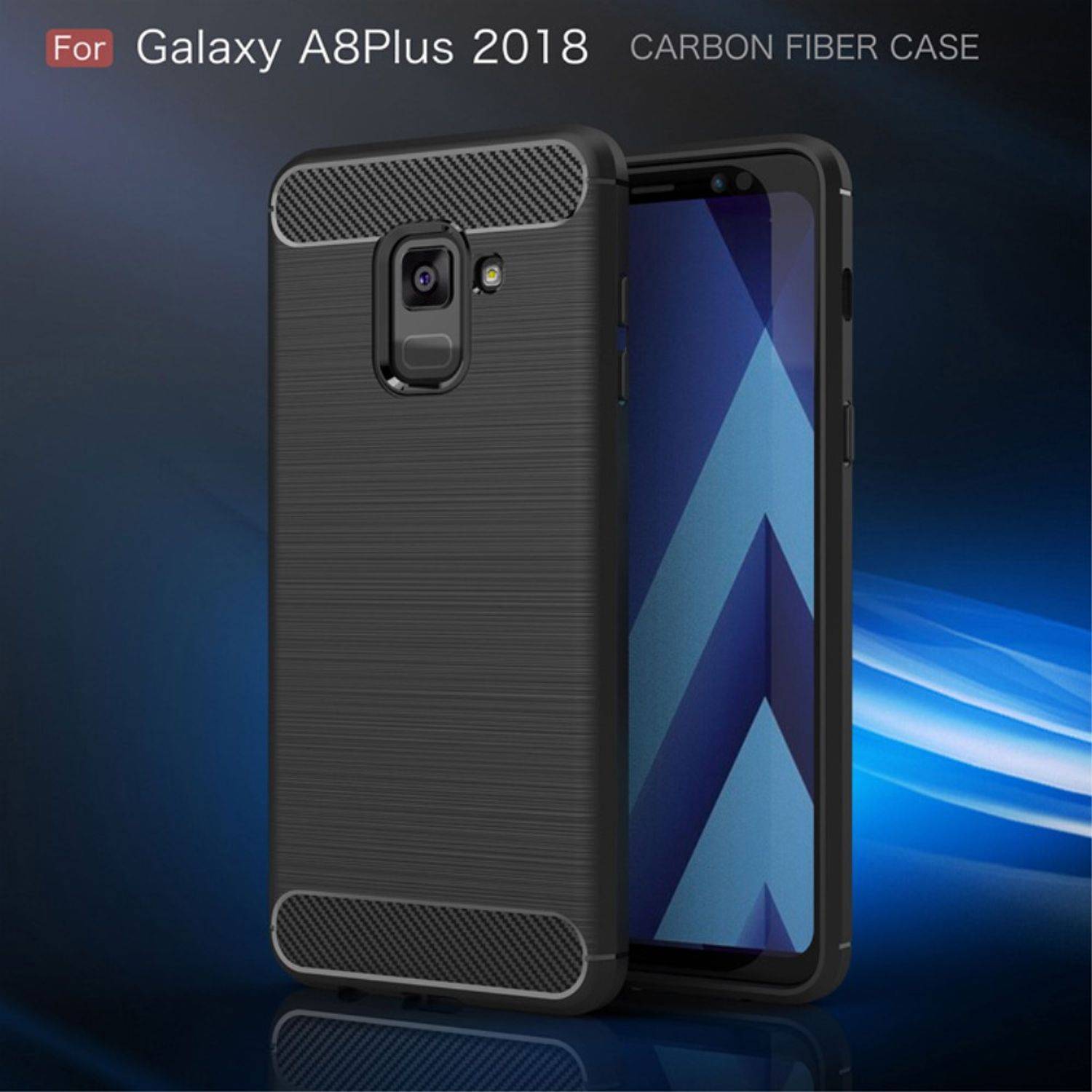 Samsung Galaxy A8 Plus (2018) Handyhülle Carbon Optik Backcover Schwarz